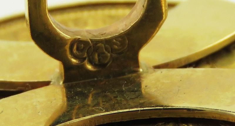 1893 USA Liberty Head Coin Yellow Gold 14K Toggle Backs Mens Cufflinks