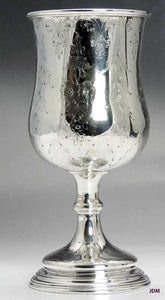 c1840s Beautiful American Coin Silver Hand Chased Chalice Goblet Cup