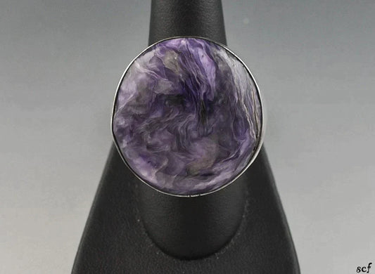 Sterling Silver and Genuine Purple Chaorite Ring Size 7.75