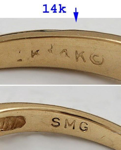 Stunning 14K Gold & Diamond Engagement Ring w/Guard Wedding Ring Suite
