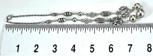 Attractive Sterling Silver Collar Necklace w/ Crest and Flower Motif from Italy