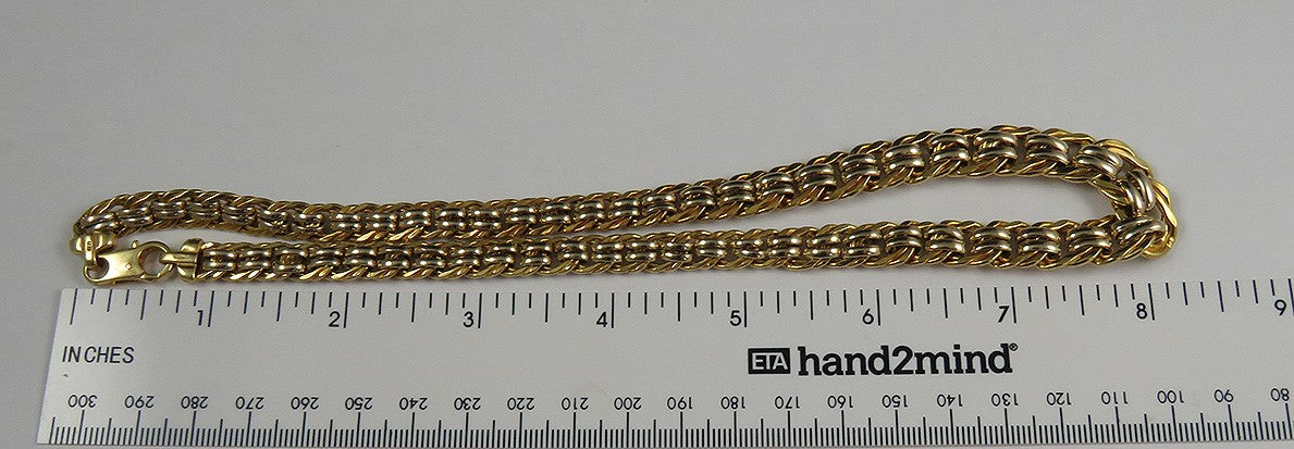 Stunning Italy 18K Gold 2Tone Twirled Graduated Link Chain Necklace 16.5 Inches