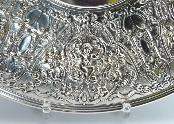 1925 Ornate Gorham Sterling Silver Chased Low Compote / Footed Bowl Tazza