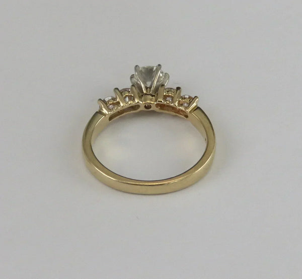Dazzling 14k Yellow Gold ~1ct Five Diamond Engagement Ring
