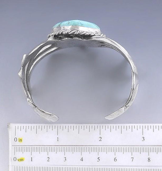 Southwest American Indian Sterling Silver & Turquoise Cuff Bangle Bracelet