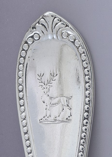 1850s Tiffany Bead Sterling Silver Serving Spoon 8 3/8" Heavy Weight!