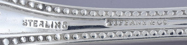 1850s Tiffany Bead Sterling Silver Serving Spoon 8 3/8" Heavy Weight!