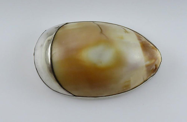 Antique 18th Century Sterling Silver Mounted Cowrie Shell Snuff Box
