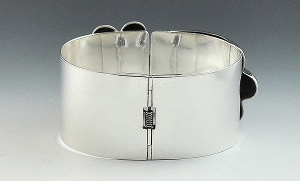 Stunning Vintage Sterling Silver Hinged Cuff Bracelet from Mexico