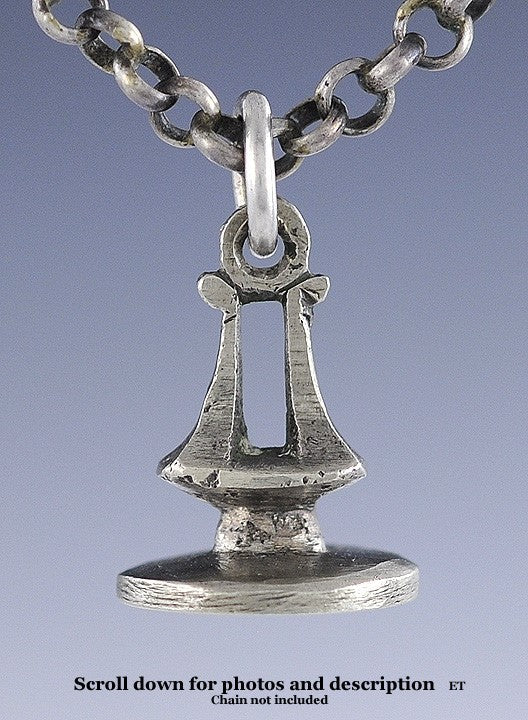Classic Antique Turkish Silver Engraved Fob Seal Charm