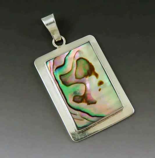 Mesmerizing Abalone Sterling Silver Rectangular Statement Pendant