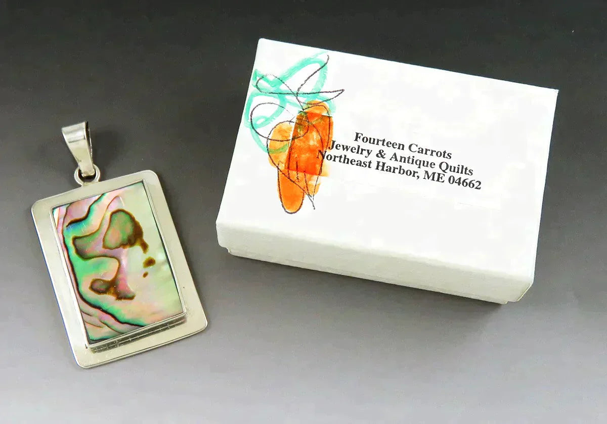 Mesmerizing Abalone Sterling Silver Rectangular Statement Pendant