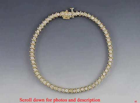 Modern 14k Yellow Gold & ~1.25ct Diamond Tennis Bracelet