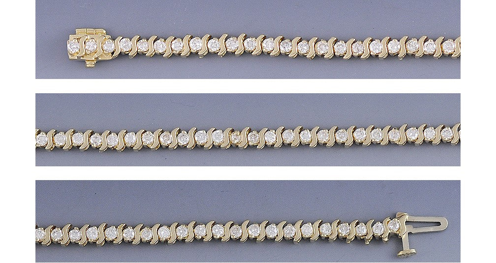Modern 14k Yellow Gold & ~1.25ct Diamond Tennis Bracelet