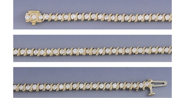 Modern 14k Yellow Gold & ~1.25ct Diamond Tennis Bracelet