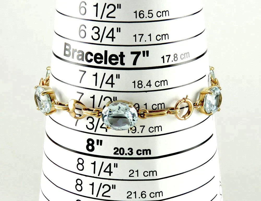 Fine Quality 24 Carat Aquamarine Gemstone 14K Yellow Gold Link Bracelet