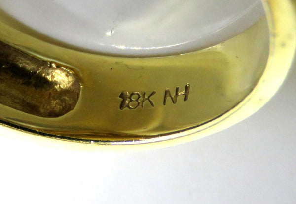 18k Yellow Gold Black Peacock Mabe Pearl Ruby Diamond Ring Michael Valitutti