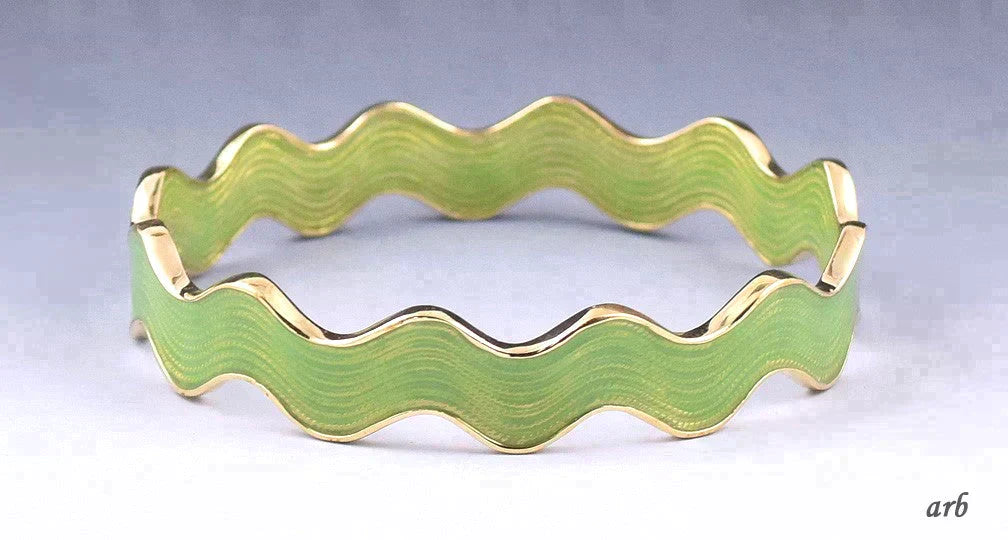 Fun Gilded and Enameled Kate Spade NY Designer Wavy Bangle Bracelet