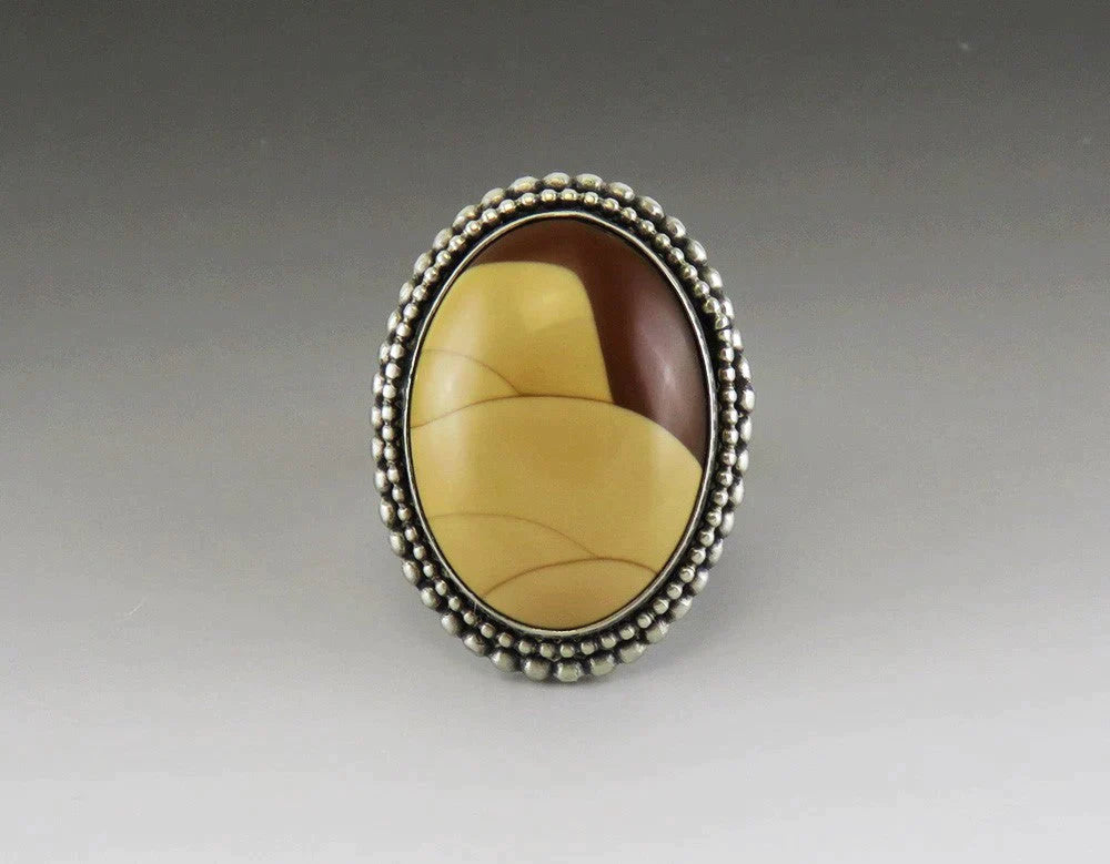 Native American Indian Sterling Silver & Natural Stone Statement Ring