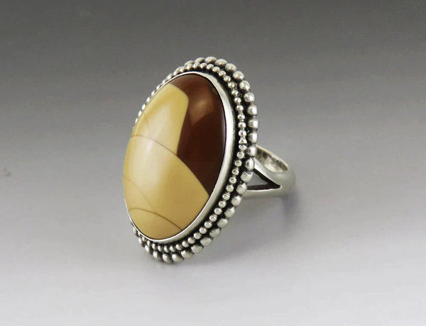 Native American Indian Sterling Silver & Natural Stone Statement Ring