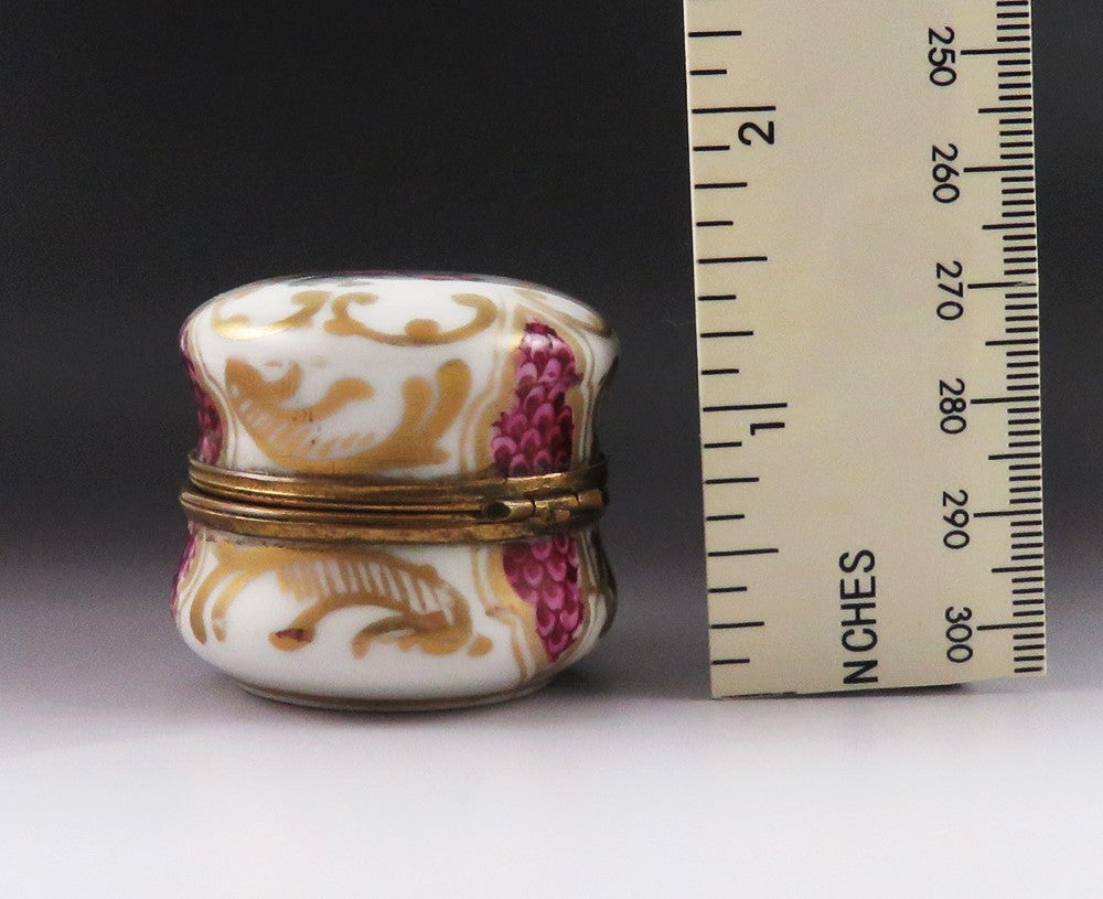 Rare Meissen German Hand Painted Porcelain Gilded Brass Jewelry Ring Box
