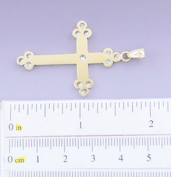 Superb 14k Yellow Gold & Diamond Budded Cross Pendant