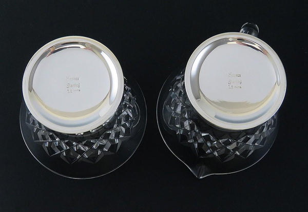 Vintage Hawkes Cut Glass and Sterling Silver Cream and Sugar Set