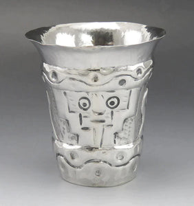 Striking Vintage 1960s Peruvian 900 Silver Handwrought Cup Beaker