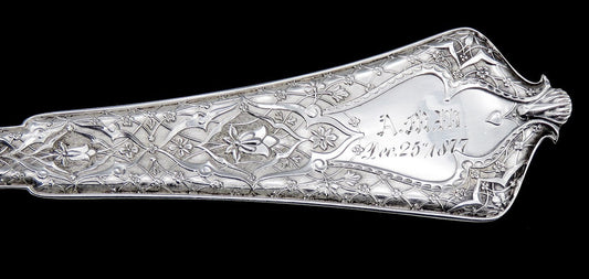 1877 Tiffany & Co Persian Gold Sterling Silver Large Serving Scoop Spoon