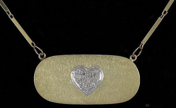 Pretty 14k Yellow Gold & Diamond Heart Pendant Necklace
