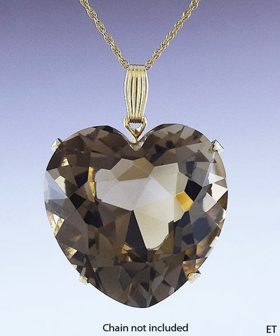 Eye-catching 14k Yellow Gold & Huge Smoky Quartz Heart Pendant