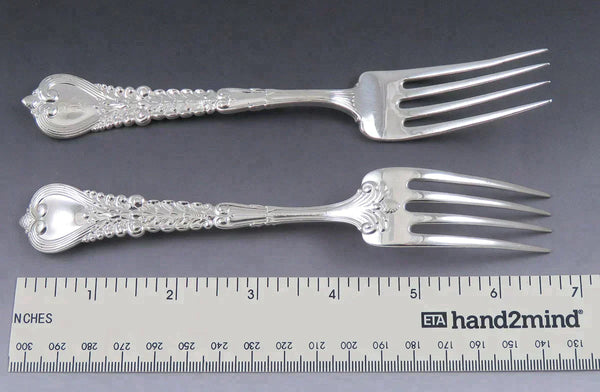 6 Heavy Solid Sterling Silver Tiffany & Co Florentine 1900 Lunch Forks 6 3/4"