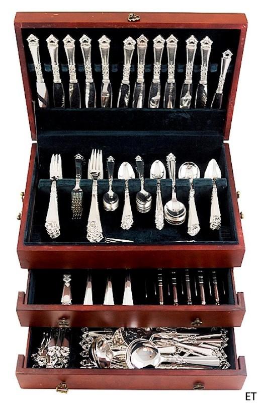 Huge 226pc Sterling Silver Frigast Danish Crown Flatware Set Serves 11