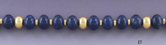Stunning VTG Opera Length 14k Yellow Gold Lapis Lazuli Beaded Necklace 37"