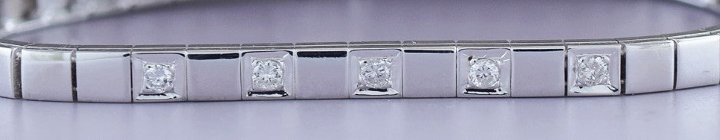 Elegant c1930s 14k White Gold ~.33ct Diamond Square Link Bracelet