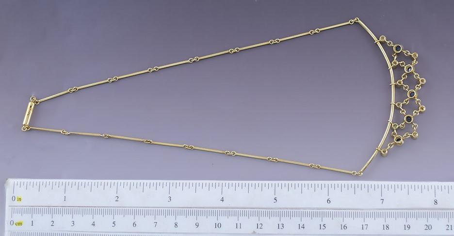 Fabulous Quality 18K Gold Diamond & Cabochon Sapphire Necklace