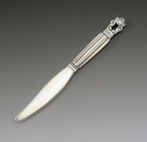 Art Deco Sterling Silver Georg Jensen Acorn Butter/Cheese Knife 4 3/8"