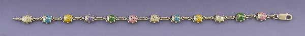 Cute Italian 14k Yellow Gold Colorful Enamel Ladybug Beetle Bracelet