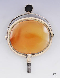 c1830s-1880s American Victorian 10k Gold Orange Agate Carnelian Watch Key Fob