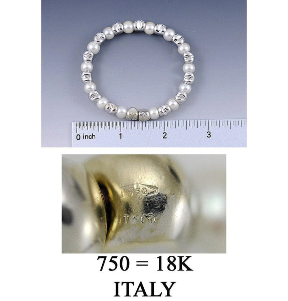Heart 18K White Gold Pearl and Diamond Bracelet