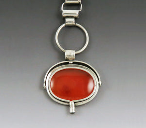 Fine c1860s Victorian Sterling Silver Carnelian Watch Winding Fob Chain