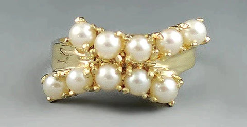 Luminous Italian 18k Yellow Gold Pearl Ring Size 6 1/2