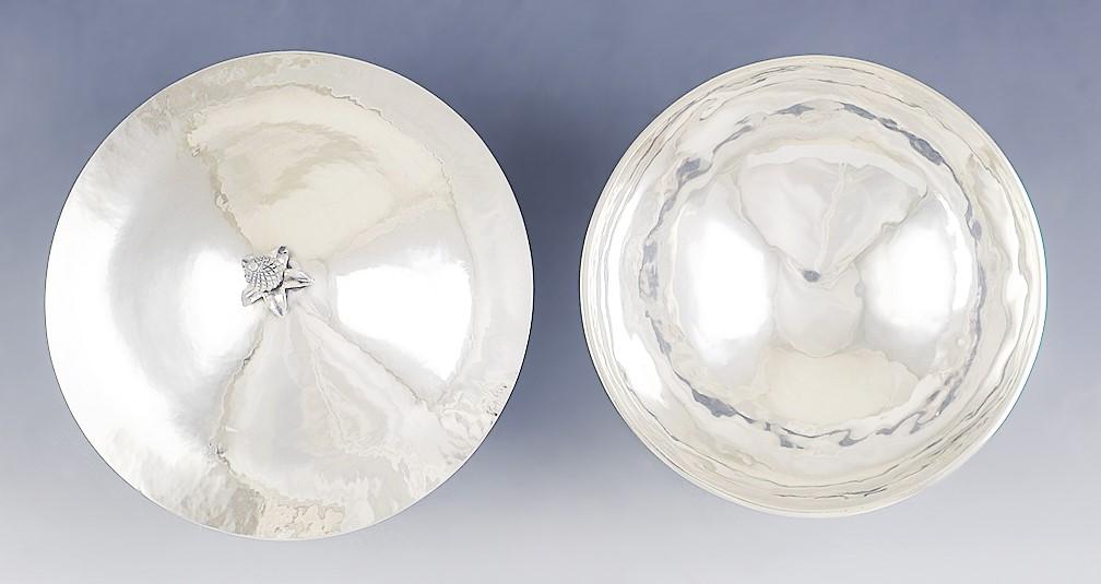 Antique c1920 American Arts & Crafts Sterling Silver Covered Bowl Dish 7"