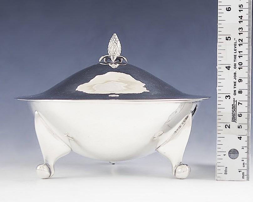 Antique c1920 American Arts & Crafts Sterling Silver Covered Bowl Dish 7"