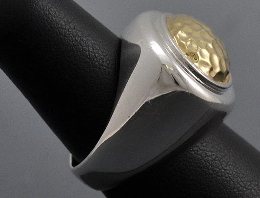 Sterling Silver and Gold Plated Oval Ring Size 7