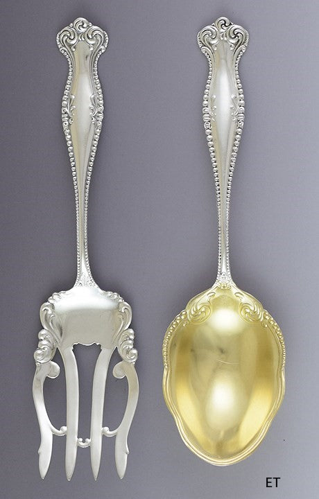 Antique Towle Sterling Silver Canterbury 1893 Salad Serving Set Fork Spoon