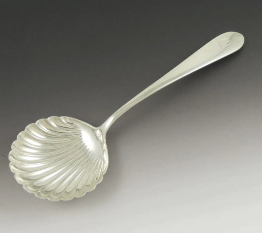Vintage c1940 Sterling Silver Kirk Wadefield Shell Bowl Serving Spoon 9"