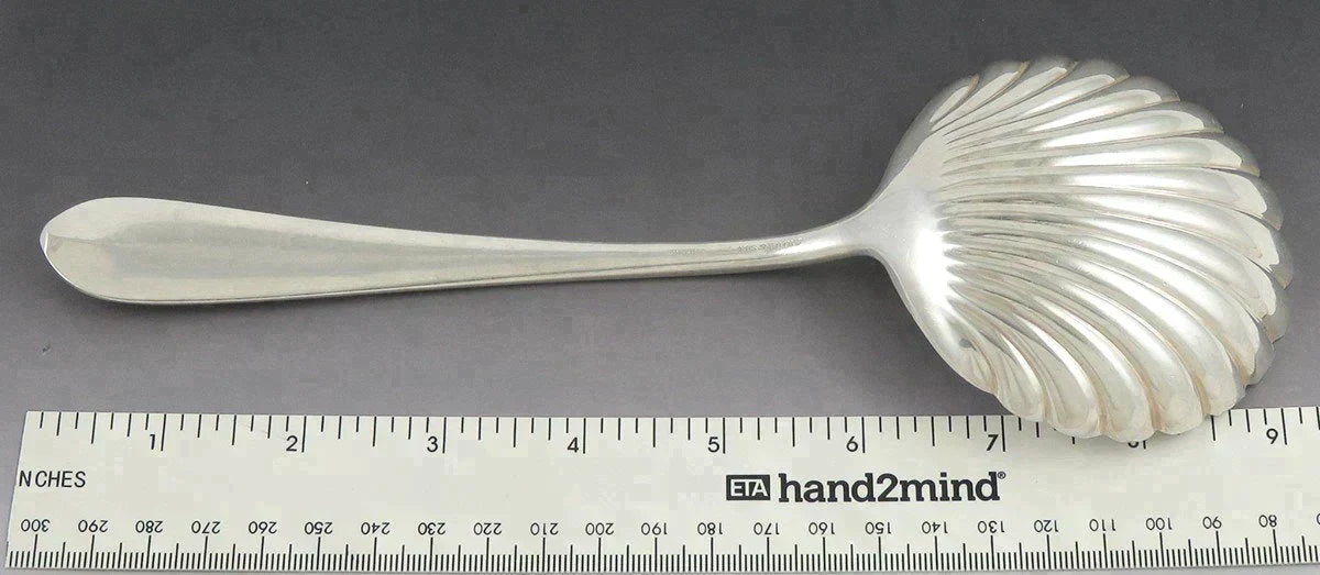 Vintage c1940 Sterling Silver Kirk Wadefield Shell Bowl Serving Spoon 9"