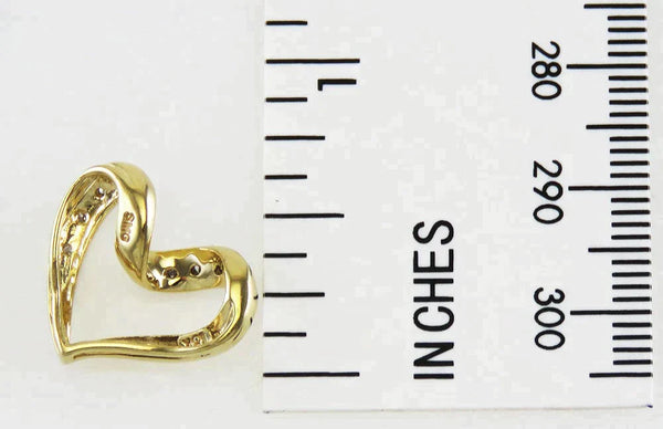 Attractive 10K Yellow Gold & Diamond Openwork Love Heart Necklace Pendant