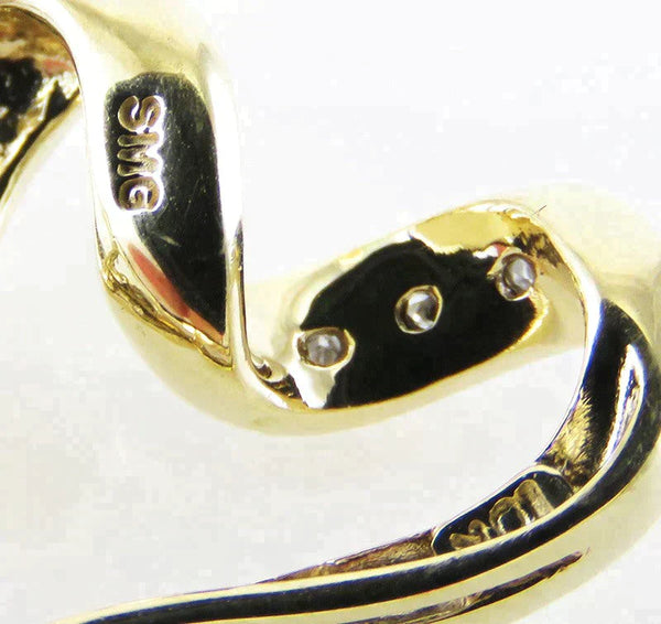 Attractive 10K Yellow Gold & Diamond Openwork Love Heart Necklace Pendant